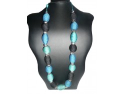 Handmade Exclusive Fabric Necklace "Blue"